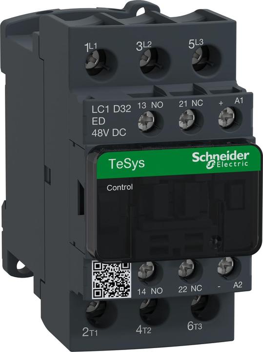 Produktbild Schneider Electric Schütz,3P,Spl,32A AC3 15KW 1NO1NC 48Vdc