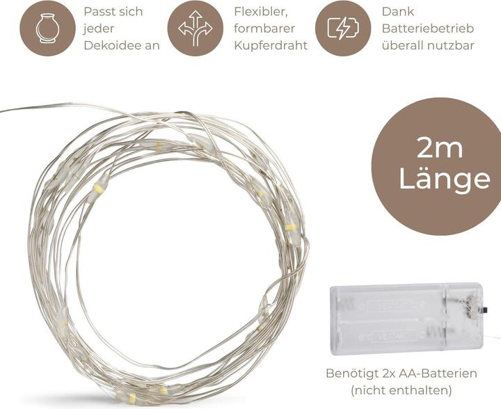 Produktbild Hermex LED Kupferdraht-Lichterkette 2m Weihnachtslichterkette Deko-Lichter (2 m)