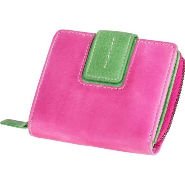 Mika, Damen, Portemonnaie, Damengeldb”rse, aus Leder, Farbe: pink-grn, Rosa