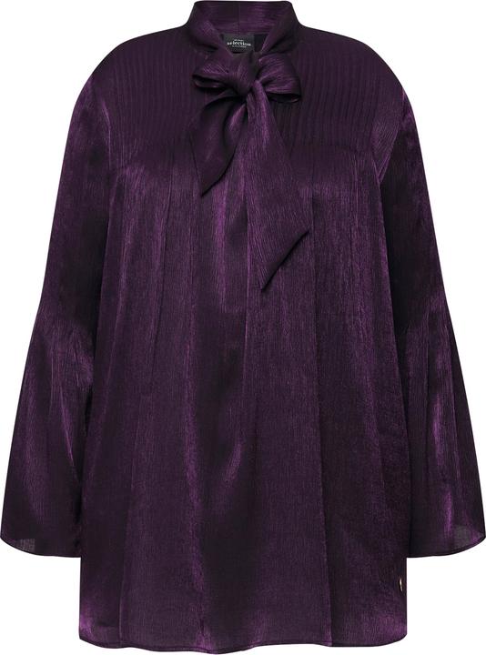 Immagine prodotto Ulla Popken Blusa dal taglio svasato con fiocco, scollo a V e maniche lunghe (50, 52)