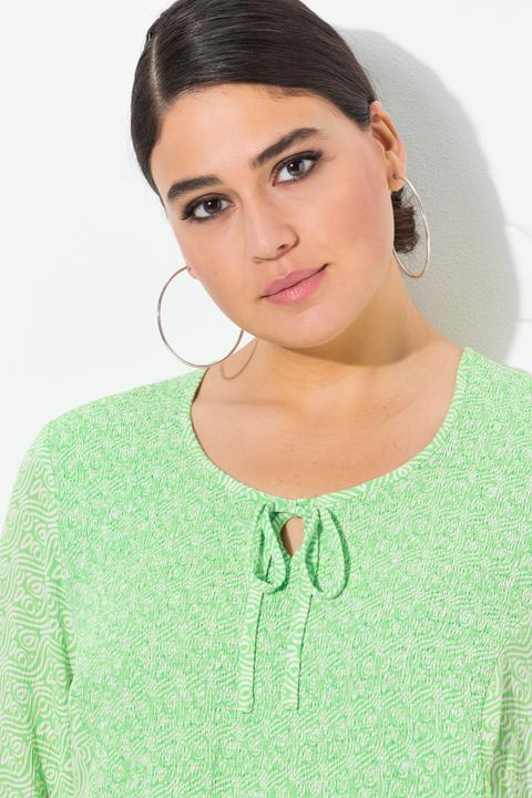 Produktbild Ulla Popken Bluse, A-Linie, Smok-Einsatz, farbiges Minimalmuster (54)