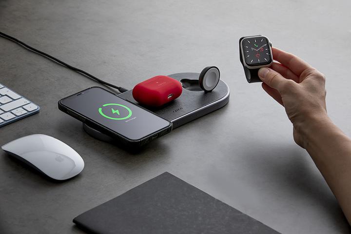 Actual product image Epico Wireless Charging Base 3in1 PU leather (30 W)