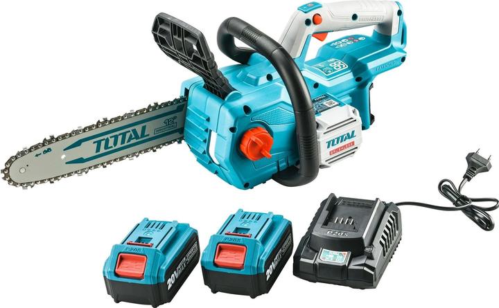 Actual product image Total Battery Chainsaw 900W, Brushless, 20V Li-Ion, 4,0Ah (2x), Charger, 30cm (Battery chain saw)