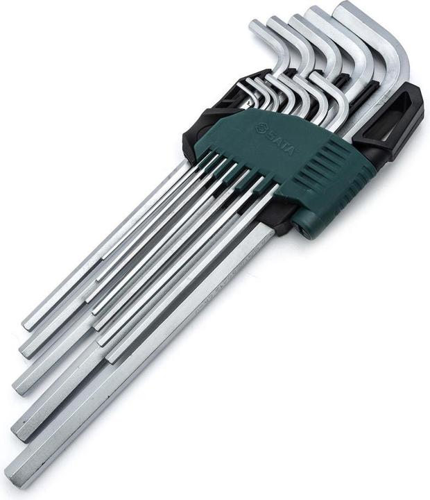 SATA Stiftsleutelset, extra lang, 12 stuks, 1/16"-3/8". (1 1/16", 1/4", 1/8", 3/16", 3/8", 5/16", 5/32", 7/32")