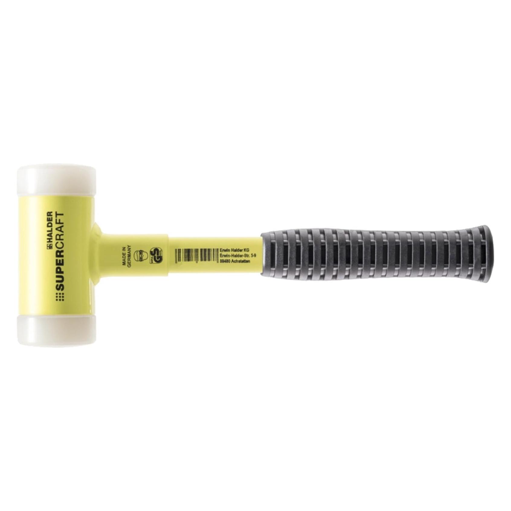 Halder, Hamer, Soft Face Hamer Supercraft Lengte 295 Mm Kop-Ø 30 Mm Stalen Buis Hard Splintervrij Nylon Wit (585 g)