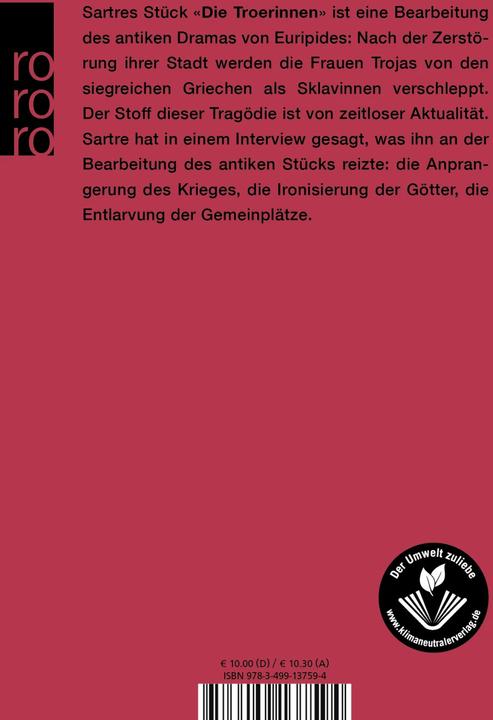 Produktbild Die Troerinnen des Euripides (Deutsch, Jean-Paul Sartre, 1995)