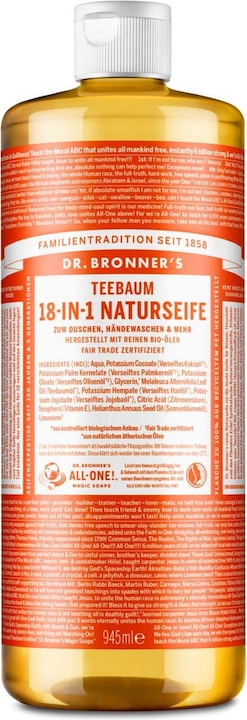 Actual product image Dr. Bronner's 18-IN-1 Tea tree (Liquid soap, 945 ml)