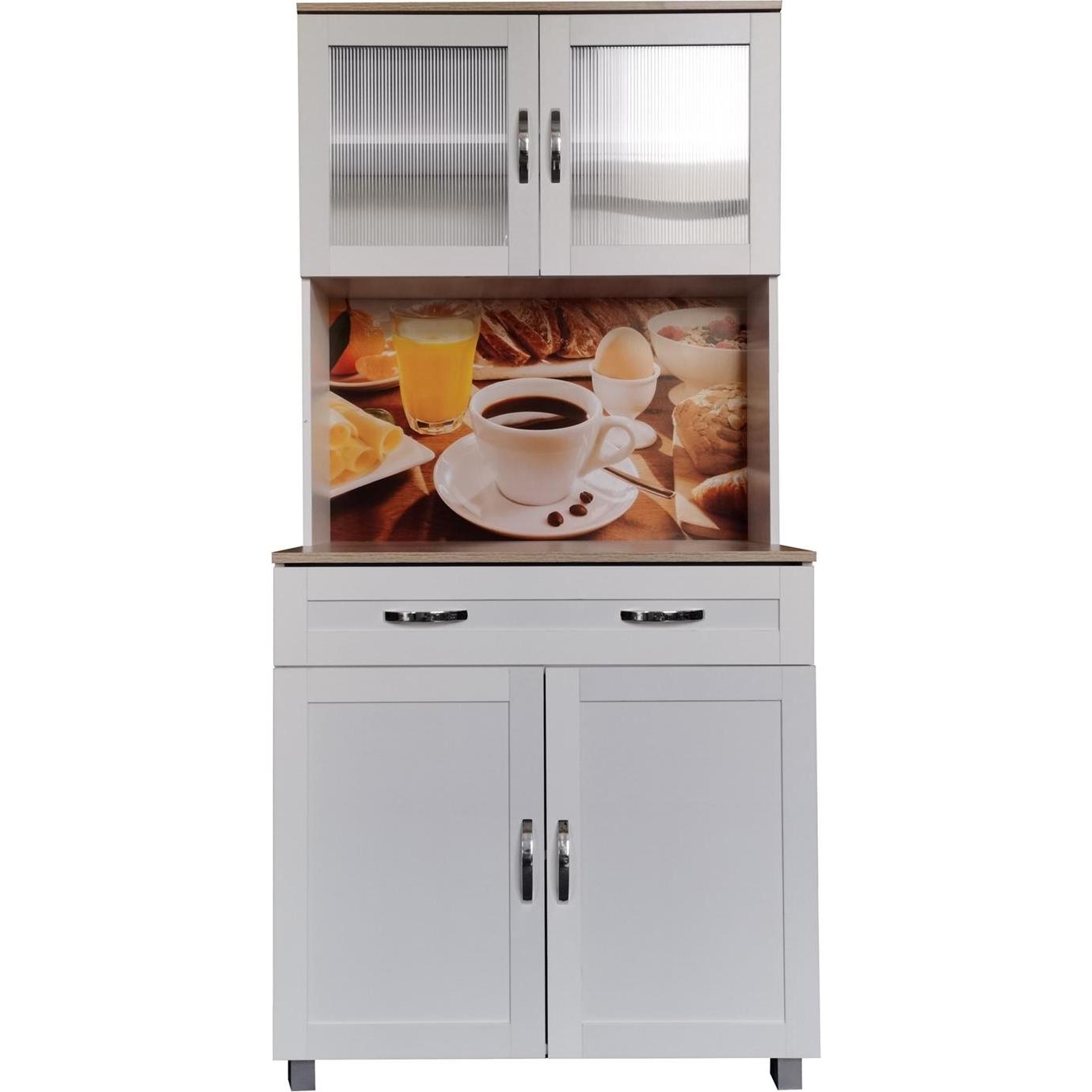 HTI-Living, Regal, Küchenbuffet Weiss mit Glasteil Blanca Bistro