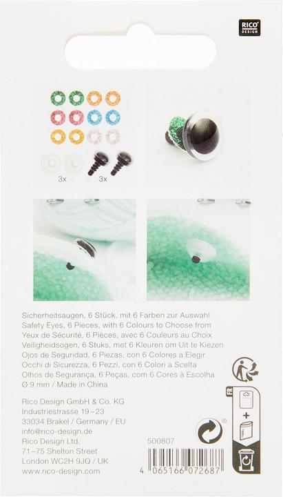 Produktbild Rico Sicherheitsaugen, 9 mm, Karte 6 Stk.