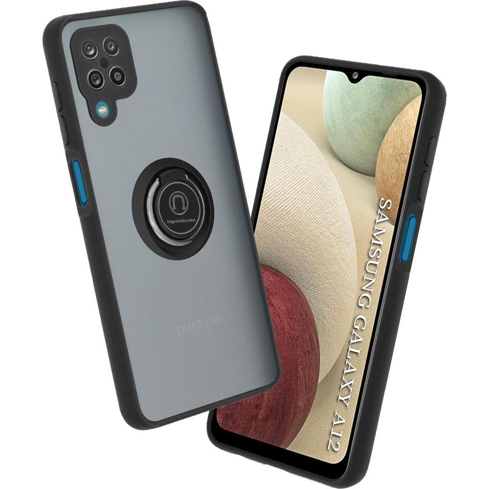 Techsuit - Glinth - Samsung Galaxy A12 / A12 Nacho - Black (Samsung Galaxy A12, Samsung Galaxy A12 Nacho), Cover smartphone, Nero