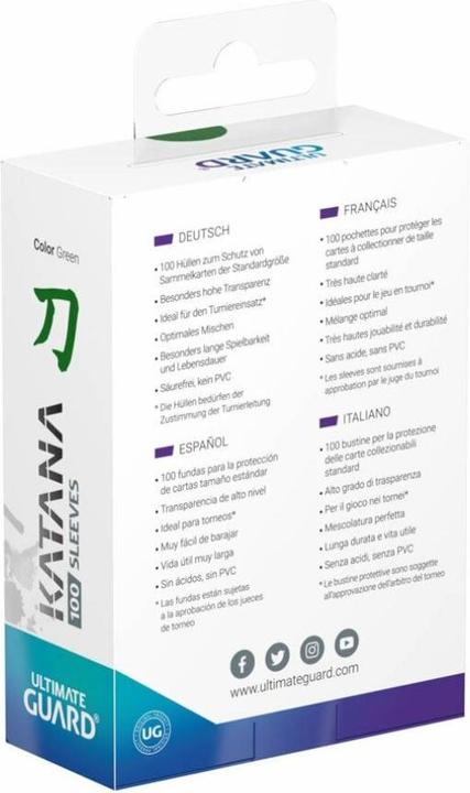 Produktbild Ultimate Guard Kartenhülle Katana Sleeves Standardgrösse Grün 100
