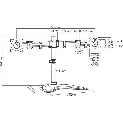 Thumbnail - Link LKBR08 (Tisch, 27"), Monitor Halterung, Schwarz