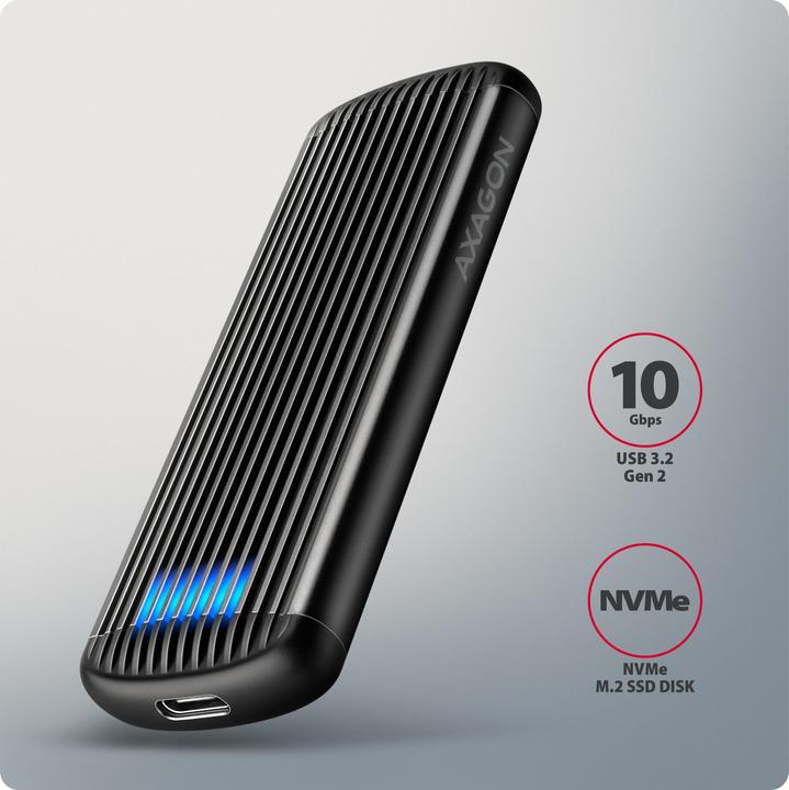 Produktbild Axagon EEM2-SC, USB-C 10Gbps external box for M.2 NVMe SSD, screwless, ribbed aluminum (M.2)