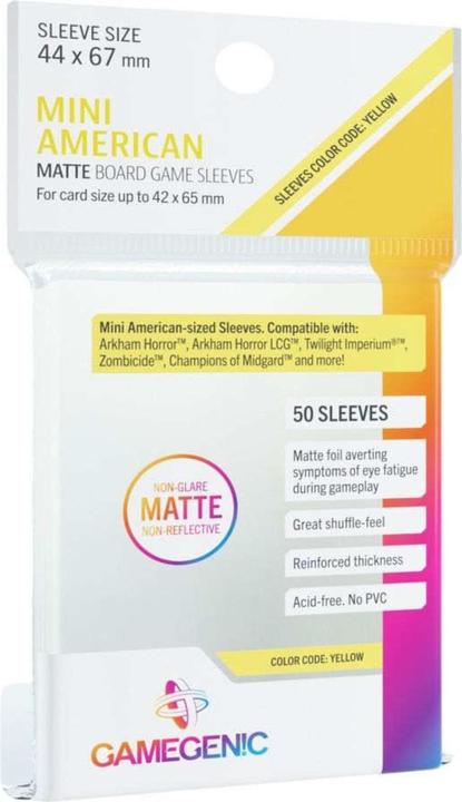 Gamegenic GGS10067 - MATTE Mini-Brettspiel-Hüllen im amerikanischen Format 44 x 67 mm - Klar (50 Hüllen)