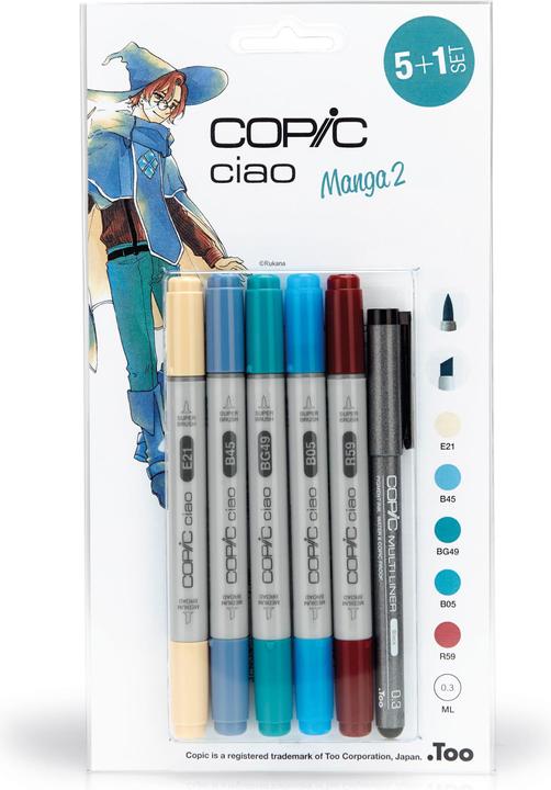Actual product image Copic Ciao Manga 2 (Multicolor, 3 mm, 6 x)