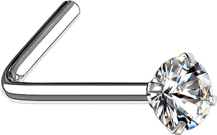 Immagine prodotto Star Piercing Borchia da naso angolata in argento set di cristalli rotondi in argento (senza ottone, Acciaio chirurgico 316L)