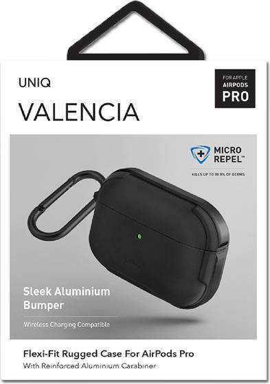 Productafbeelding Uniq etui Valencia AirPods Pro czarny/midnight black Antimicrobial (Hoofdtelefoon hoes)