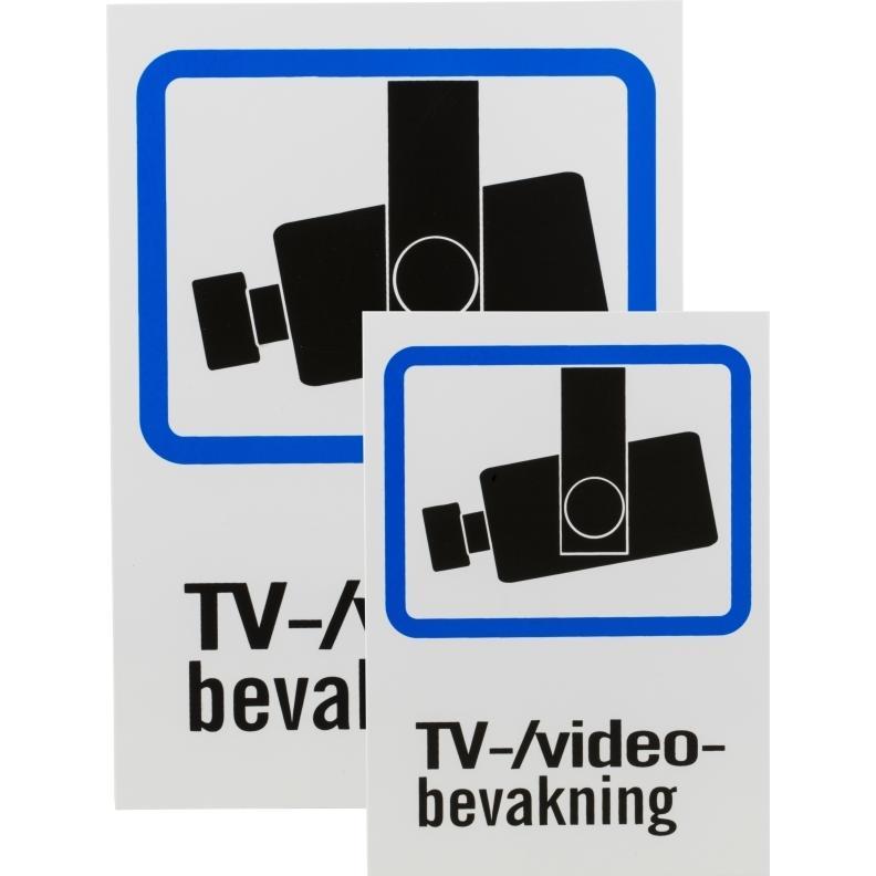 Thumbnail - Deltaco Plastskylt TV/Video-bevakning A4 & A5-storlek, SAT Zubehör, Schwarz, Blau, Weiss