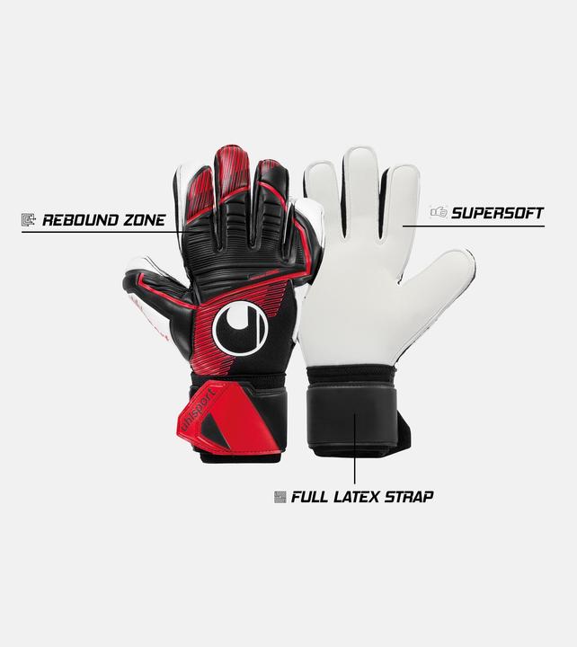 Produktbild Uhlsport Powerline Supersoft Torwarthandschuhe schwarz/rot/Weiss