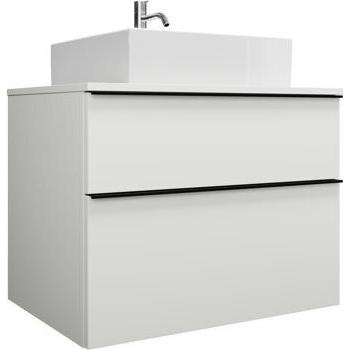 burgbad, Badmöbelset, Eqio Keramik-Aufsatzwaschtisch mittig, quadratisch, inklusive Waschtischunterschrank, Breite
