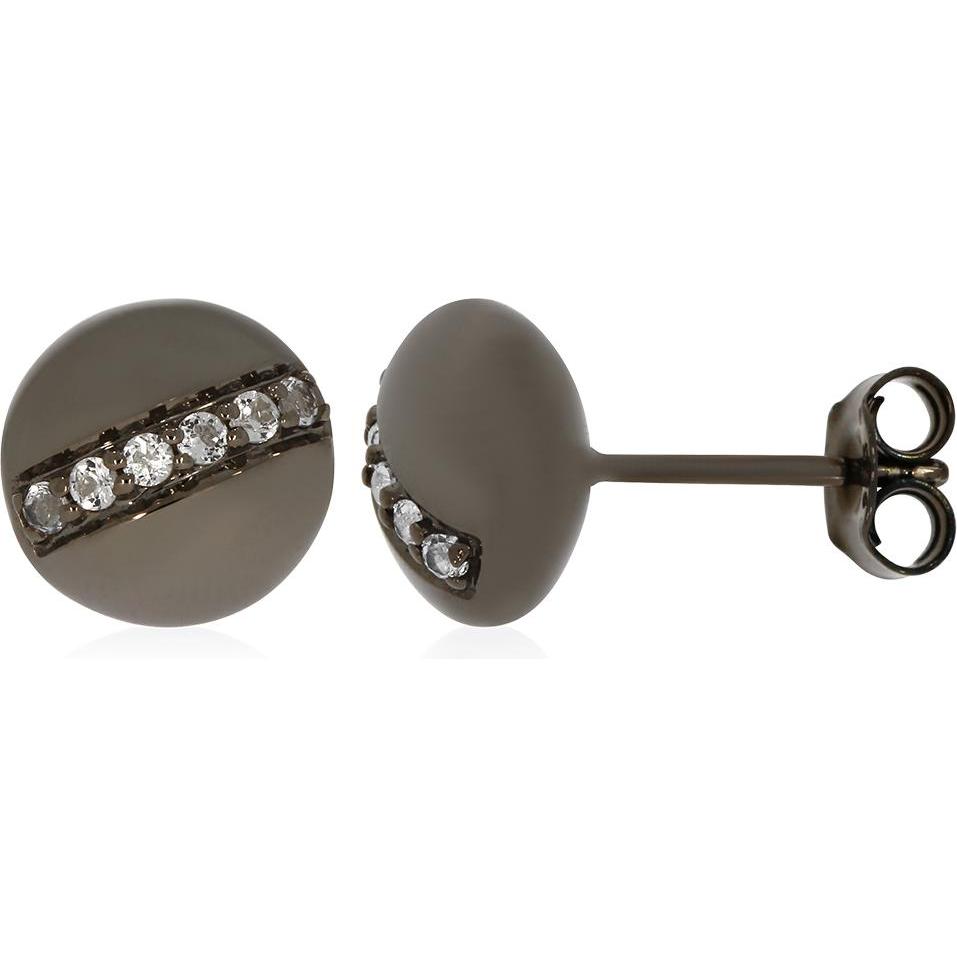 Xen, Ohrringe, Ohrstecker mit 12 Weisstopase ca. 0,26 ct. Black Rhodium, (925 Sterling Silber)
