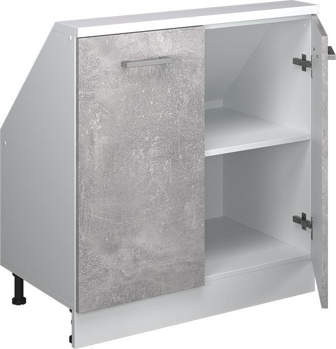 Produktbild Vichy Dachschrägenschrank Rion, Beton/Weiss/Weiss, mit 2 Türen (46 x 46 x 81.60 cm)