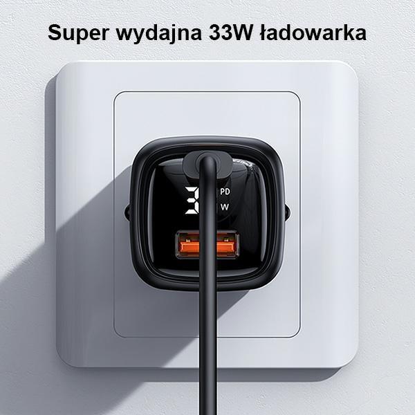 Actual product image Usams 33W QC + PD Digital Display Fast Charger (33 W, 1 portion)