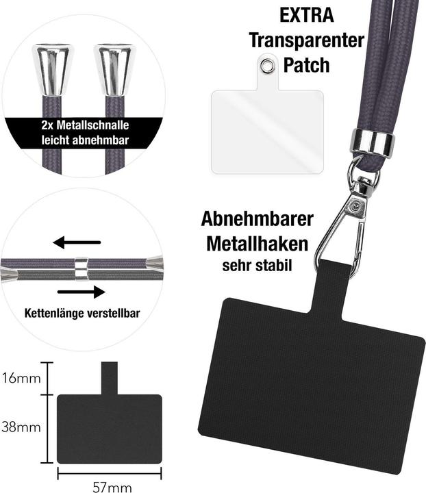 Image du produit Nalia Chaîne universelle pour téléphone portable à porter autour du cou avec pad