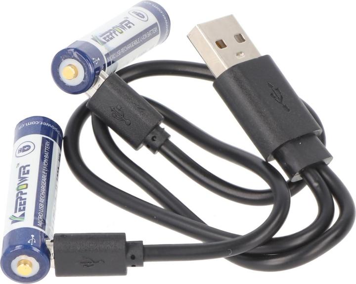 Actual product image Keeppower Rechargeable battery 2 AAA, Micro, AAA, LR03, with USB charging socket (2 pcs., AAA, 667 mAh)
