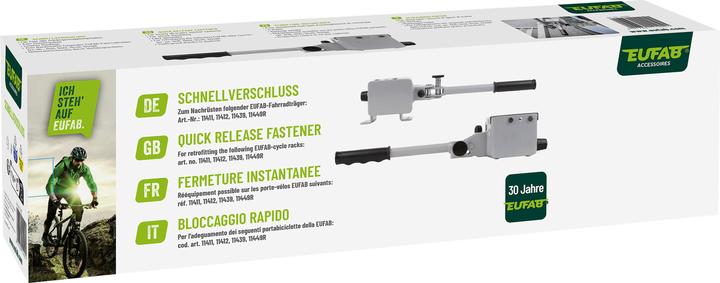 Produktbild Eufab Schnellverschluss für Fahrradträger, abschliessbar zum Nachrüsten (Silber)