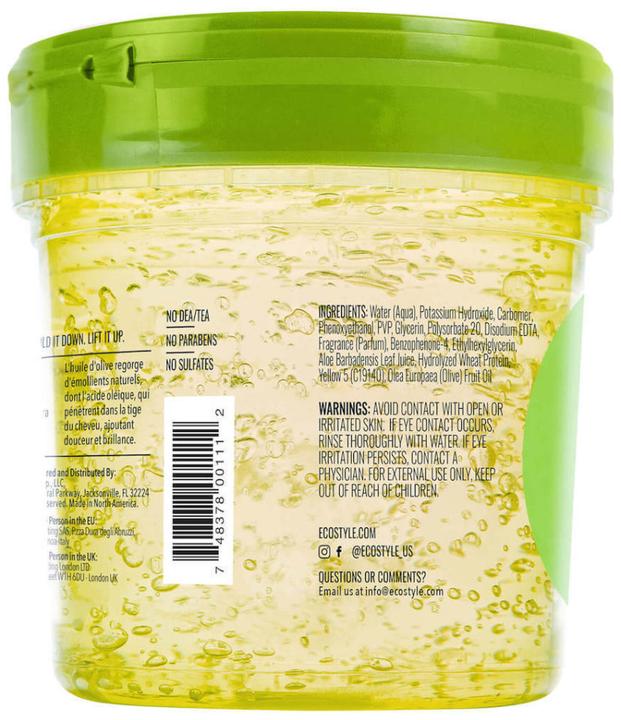 Valeurs nutritives et ingrédients Eco Style Huile d'Olive (Gel coiffant, 473 ml)