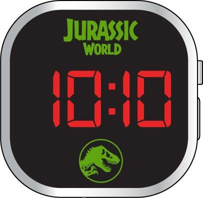 Actual product image Accutime LED kids clock Jurassic World (green), digital clock with LED display for time and date (Digital watch, 37 mm)