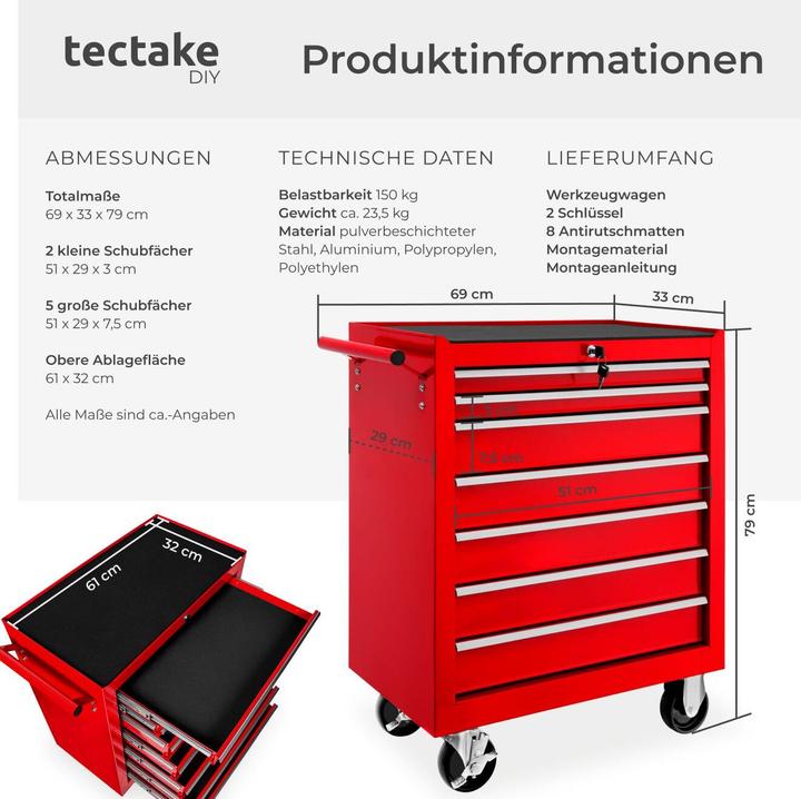 Image du produit tectake Chariot à outils (1 x)