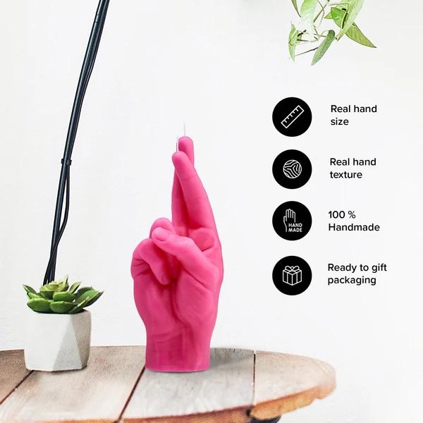 Image du produit Candle Hand Bougie Mandatus Crossed Fingers, Rose, Caractéristiques (1 pcs)