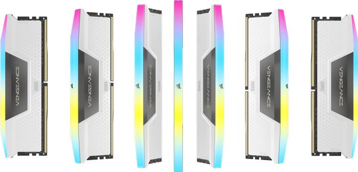 Produktbild Corsair VENGEANCE RGB DDR5 5200MT/s 16GB - WHITE (2 x 8GB, 5200 MHz, DDR5-RAM, DIMM)