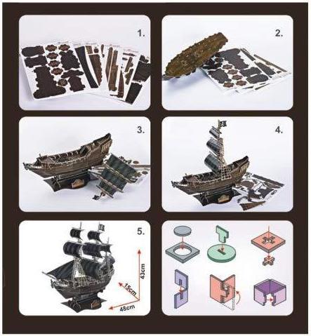 Actual product image Cubicfun Puzzle 3D Pirate and ship Queen Anne (155 pieces)