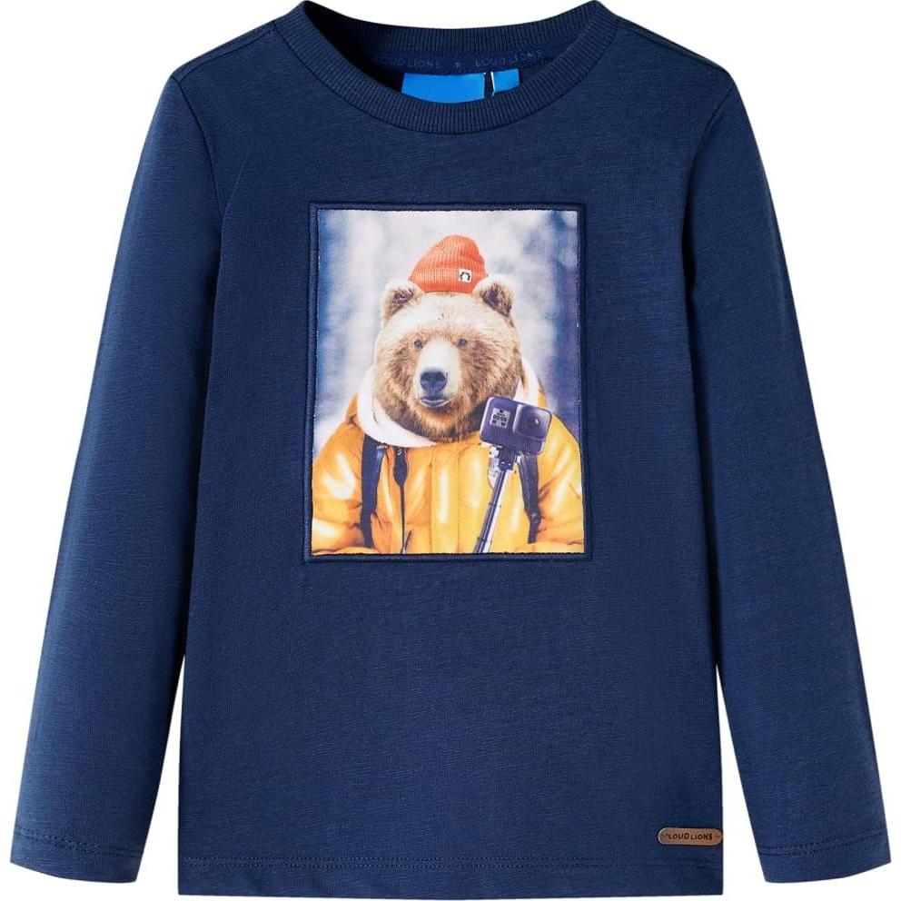 VidaXL, Jungen, Shirt, Kinder-Langarmshirt Marineblau Melange 104,Material: 100, Blau, (104)