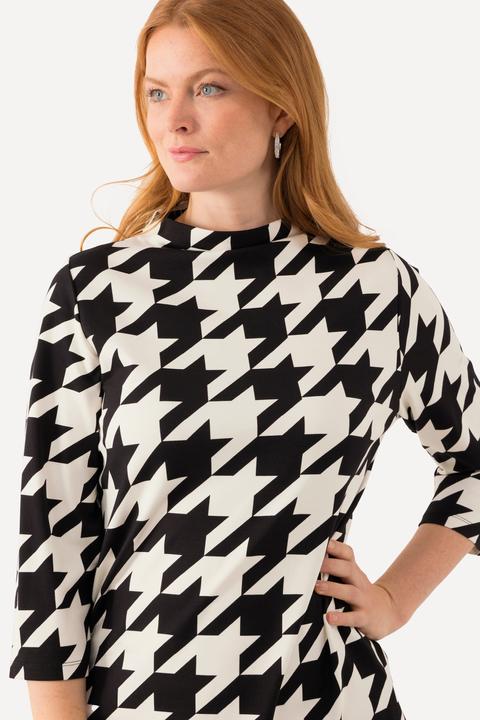 Immagine prodotto Ulla Popken Felpa dal taglio oversize con pied-de-poule, collo alto e maniche a 3/4 (46, 48)