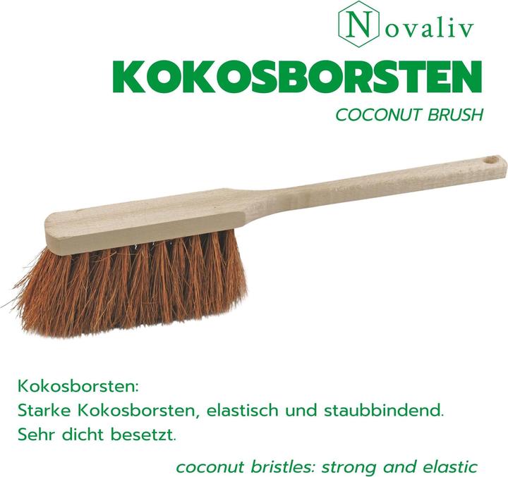 Actual product image Novaliv 3x Hochwertiger Langstiel Handfeger 45 cm mit Holzgriff feine Kokosborsten Effektive (3 pcs.)