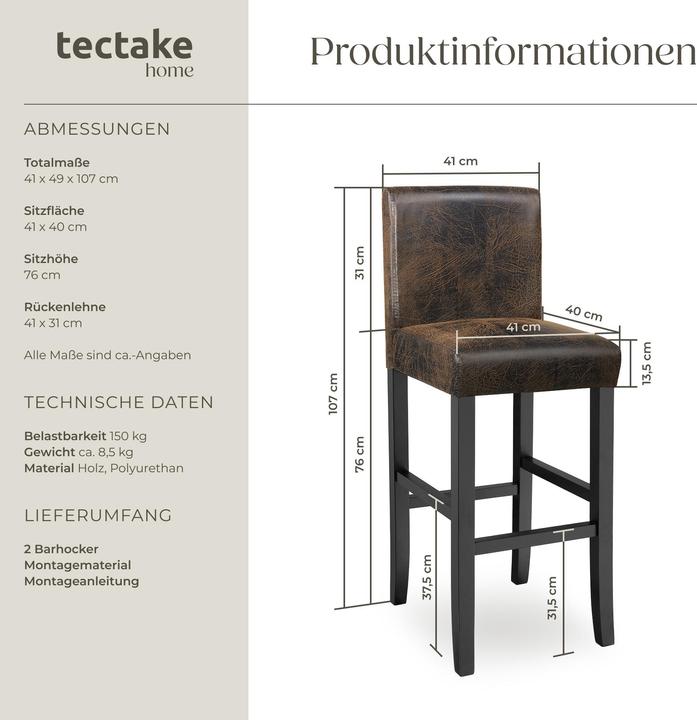 Produktbild tectake Barhocker