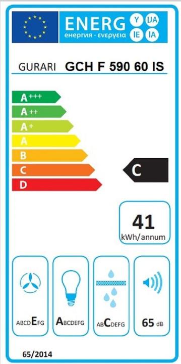 Label énergétique Gurari GCH F 590 60 IS (Hotte à tiroir)