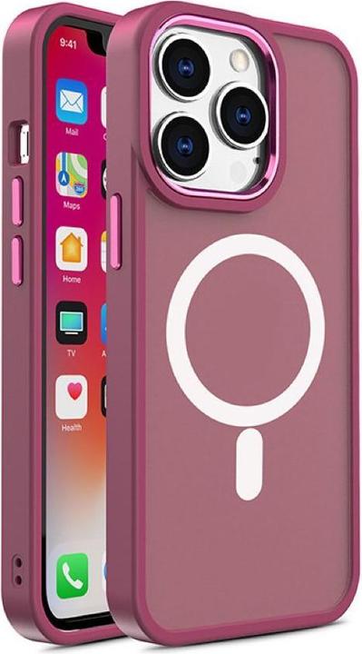 Hurtel Magnetic Color Matte Case for iPhone 15 Plus - Burgundy (Apple iPhone 15 Plus)