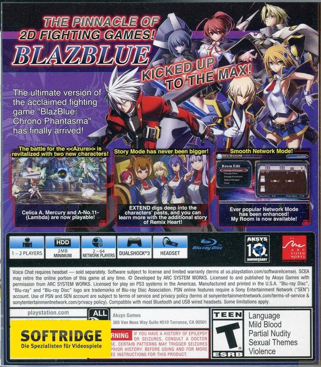 Immagine prodotto Aksys Game Blazblue Chrono Phantasma Extend (PS vita, PS3, PS4, Xbox One S, EN)