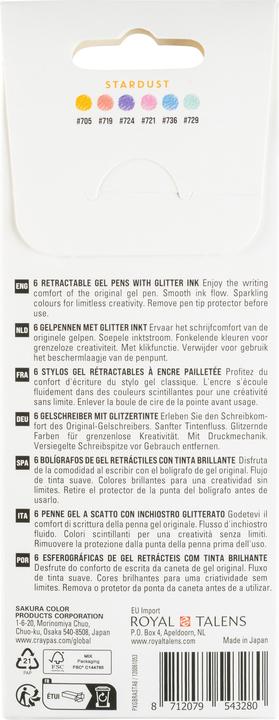 Productafbeelding Sakura Gelly Roll Retractable Classic Gelschreiber transparent 0,45 mm, Schreibfarbe: farbsortiert (Blauw, Groen, Lila, Oranje, Rood, Roze, 1x)