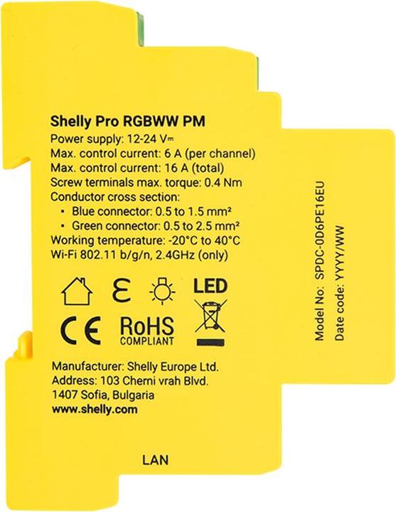 Actual product image Shelly Pro RGBWW PM (Dimming actuator)