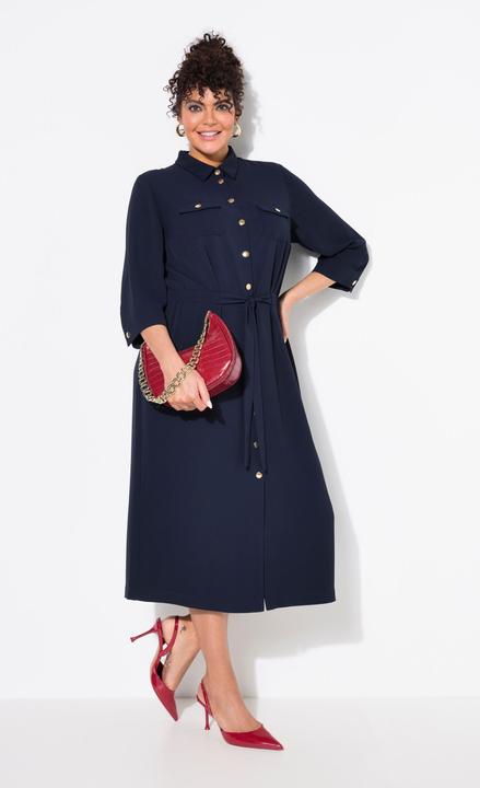Produktbild Ulla Popken Hemdblusenkleid, Goldknöpfe, Hemdkragen, 3/4-Arm (58)