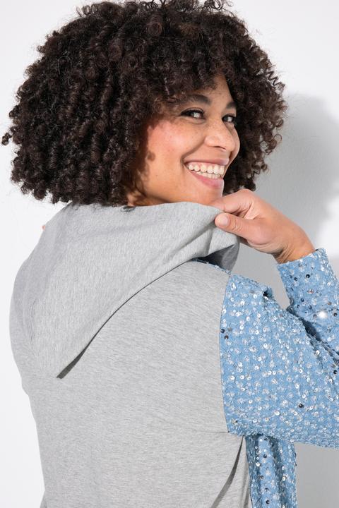 Produktbild Angel of Style Sweatjacke mit Kapuze, vorne Denimoptik, Pailletten, Kapuze (42)
