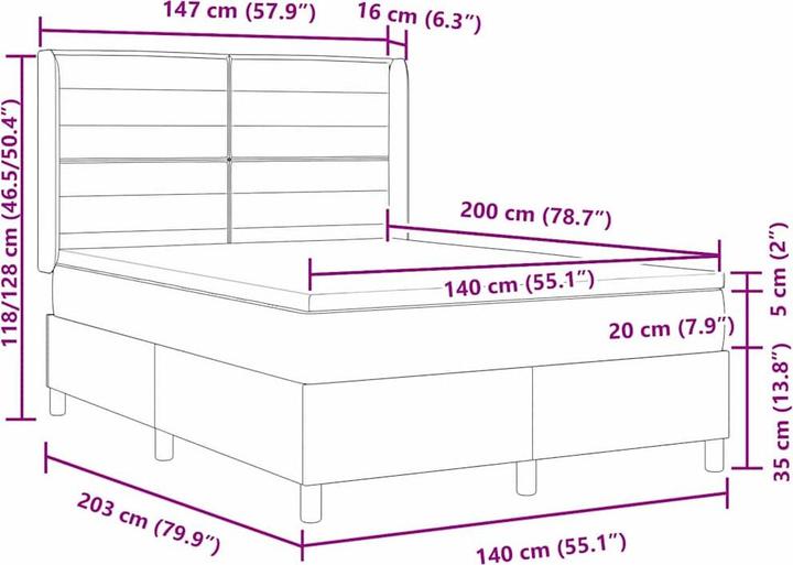 Produktbild vidaXL Boxspringbett (140 x 200 cm)