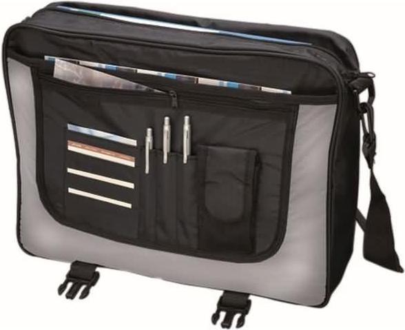Lightpak Umhängetasche Wave, aus strapazierfähigem Polyester, ca. 31 × 40 × 10 cm, schwarz/grau