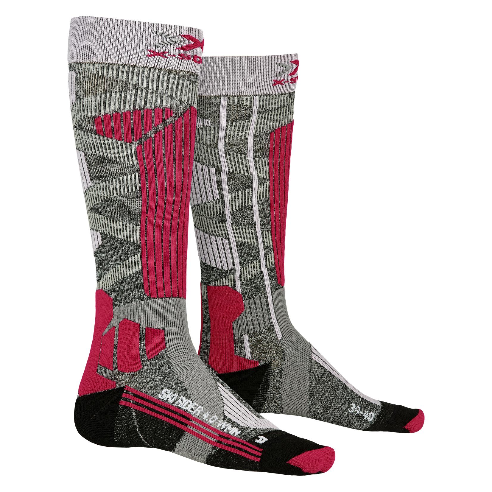 X-Socks, Damen, Sportsocken, W Ski Rider 4.0 (37 - 38), Grau, Rosa